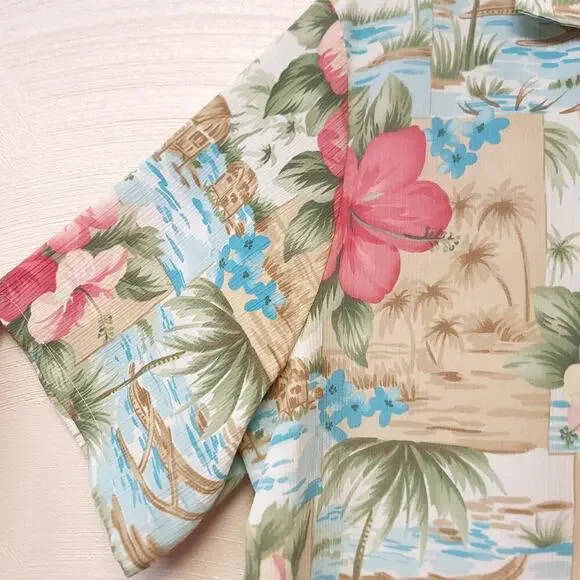 Bonworth Floral Hawaiian Shirt Size L Hibiscus Beach Travel Cruise Vacation​ - Picture 4 of 6